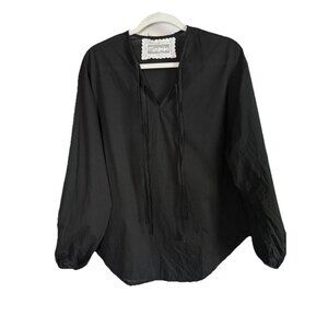 Monbebe Women’s Black Front Tie Shirt Top Size OS Minimalist‎ Lightweight